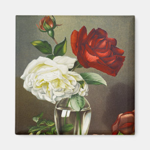 Vintage Garden Roses in a Glass Vase Magnet