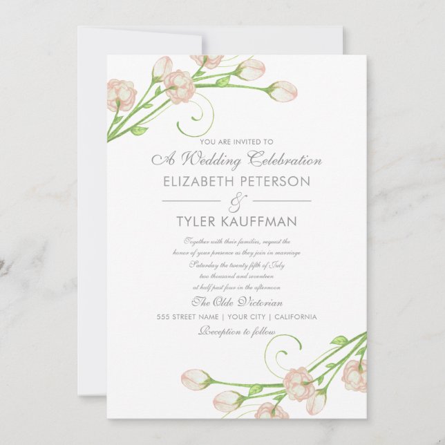 Vintage Garden Roses - Wedding Invitations (Front)