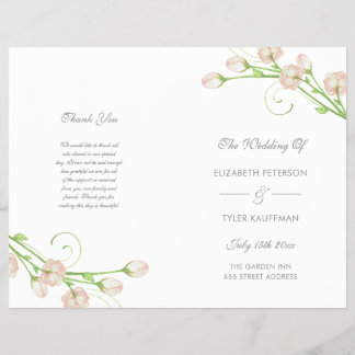 Vintage Garden Roses - wedding program