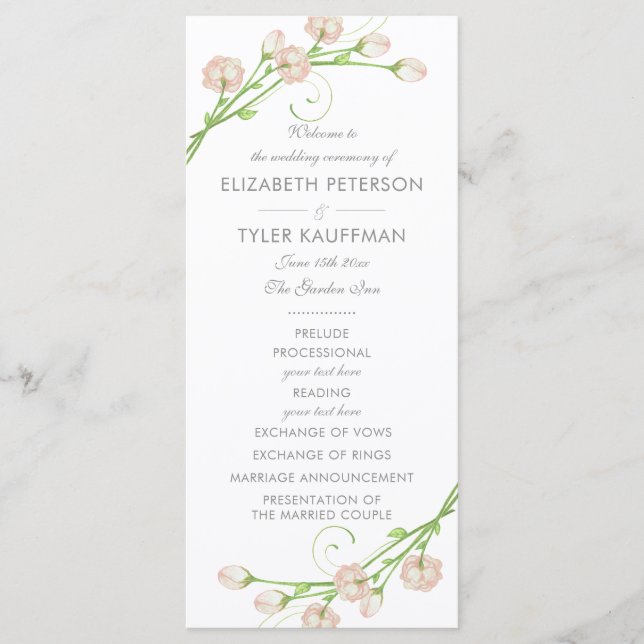 Vintage Garden Roses Wedding Program (Front)