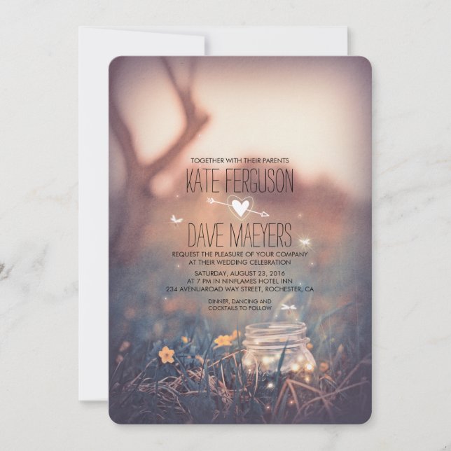 Vintage Garden Rustic Mason Jar Elegant Wedding Invitation (Front)