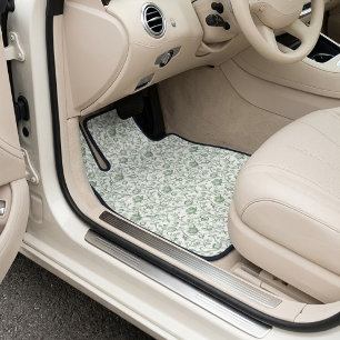 Vintage Garden Sage Green French Floral Toile Car Floor Mat