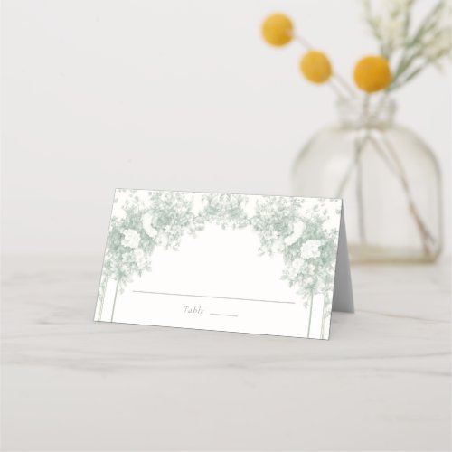 Vintage Garden Sage Green French Floral Wedding Place Card