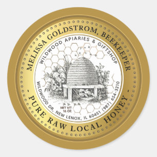 Vintage Garden Skep Honey Label honeycomb GOLD