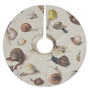 Vintage Garden Snails Scientific Illustration Brushed Polyester Tree Skirt