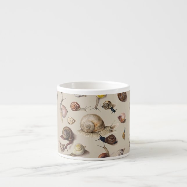 Vintage Garden Snails Scientific Illustration Espresso Cup (Front)