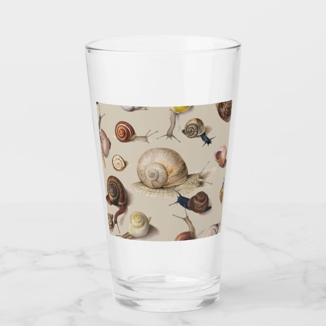 Vintage Garden Snails Scientific Illustration Glass (Front)