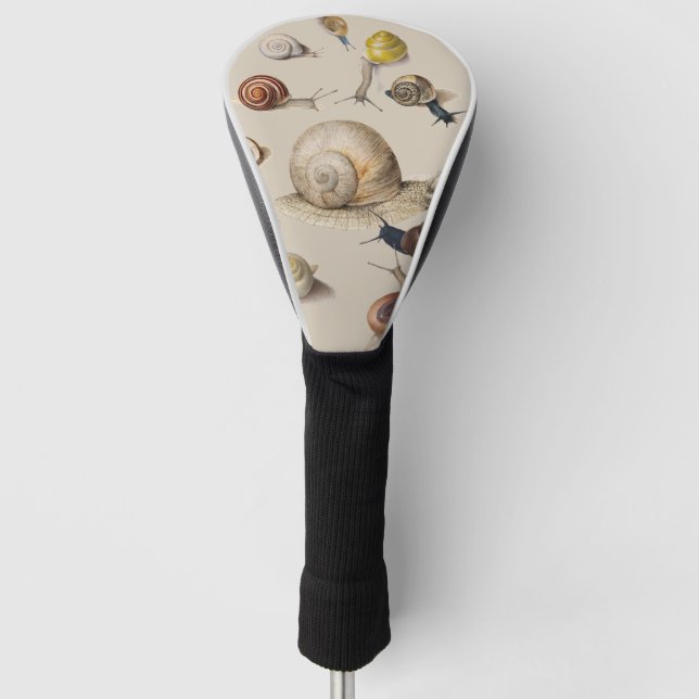 Vintage Garden Snails Scientific Illustration Golf Head Cover (Front)