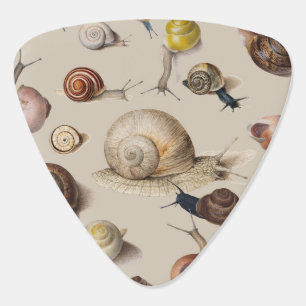 Vintage Garden Snails Scientific Illustration Guitar Pick