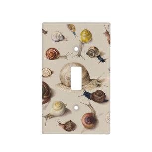 Vintage Garden Snails Scientific Illustration Light Switch Cover