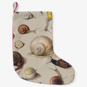 Vintage Garden Snails Scientific Illustration Small Christmas Stocking
