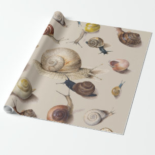 Vintage Garden Snails Scientific Illustration Wrapping Paper