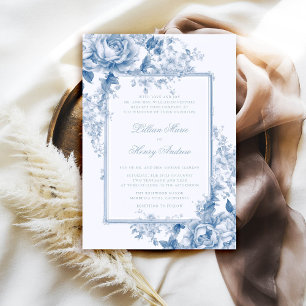 Vintage Garden Something Blue Toile Wedding Invitation