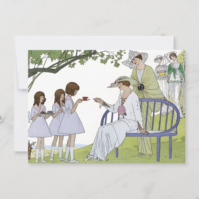 Vintage Garden Tea Party  Note Card (Front)