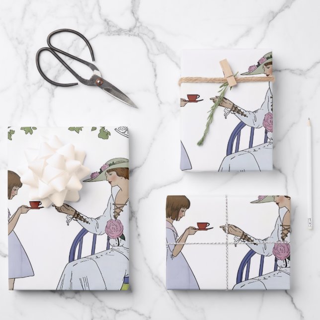 Vintage Garden Tea Party  Wrapping Paper Sheets (Front)