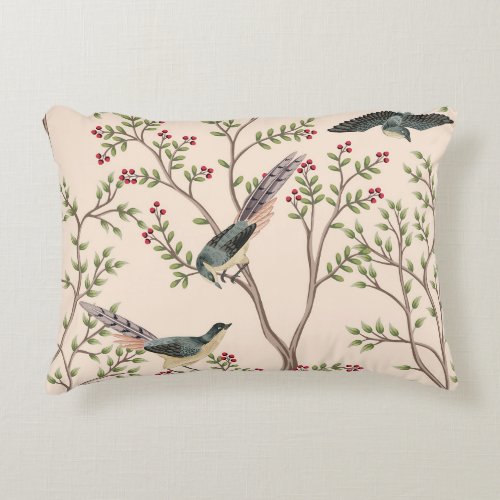 Vintage garden tree bird floral seamless pattern  accent pillow