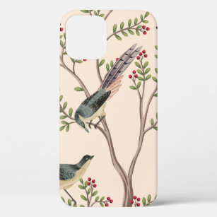 Vintage garden tree, bird floral seamless pattern  iPhone 12 case