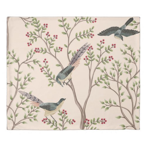 Vintage garden tree bird floral seamless pattern  duvet cover