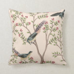 Vintage garden tree, bird floral seamless pattern  throw pillow<br><div class="desc">Vintage garden tree,  bird floral seamless pattern pink background. Exotic chinoiserie wallpaper.
chinoiserie,  bird,  vintage,  wallpaper,  floral,  pattern,  illustration,  oriental,  seamless,  art,  background,  botanical,  tree,  chinese,  exotic,  spring,  graphic design,  decorative,  decor,  leaf,  vintage,  illustration,  retro, </div>