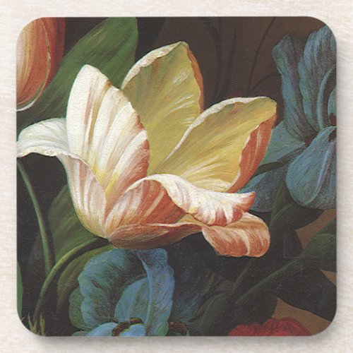 Vintage Garden Tulip in Bloom Victorian Flowers Coaster