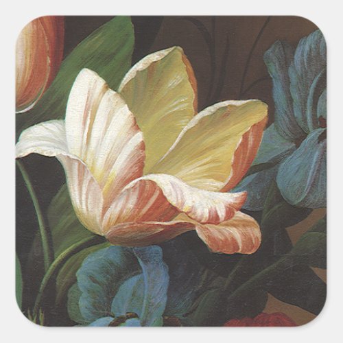 Vintage Garden Tulip in Bloom Victorian Flowers Square Sticker
