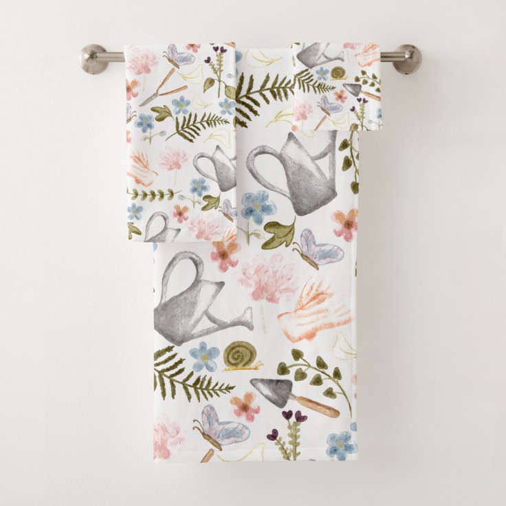 Vintage Garden | Watercolor | Cottagecore Bath Towel Set | Zazzle