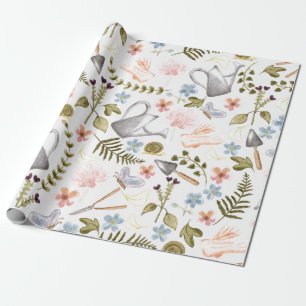 Vintage Garden Watercolor Cottagecore Wrapping Paper