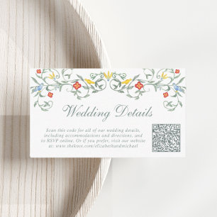 Vintage Garden Watercolor QR Code Wedding Details Enclosure Card