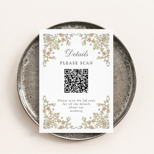 Vintage Garden   Wedding Details with QR Code Enclosure Card