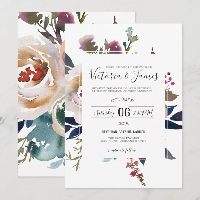 Vintage Garden Wedding Invitation (Front/Back)