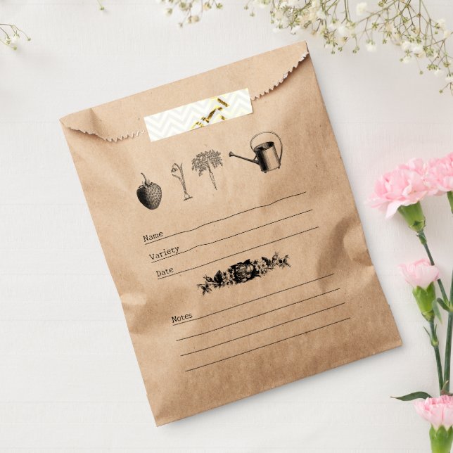 Vintage Gardener Illustrated Seed Saving Favor Bag (Sealed)