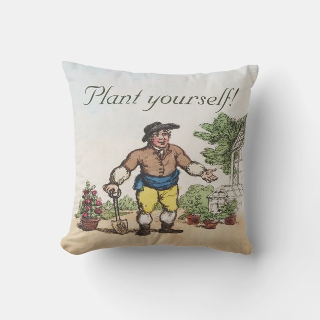 Vintage Gardener's Funny Cushion (Front)