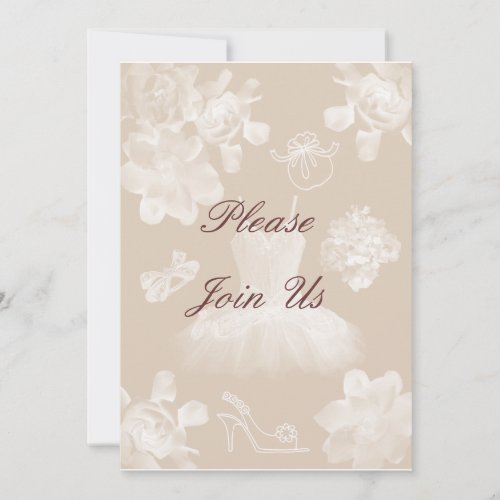 Vintage Gardenia Bridal Shower Invitation