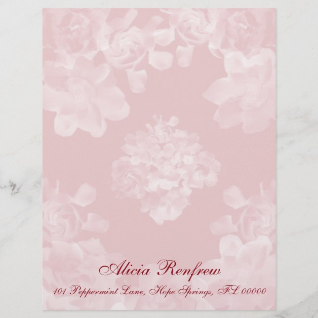 Vintage Gardenia Letterhead Stationery (Front)