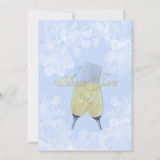 Vintage Gardenia Periwinkle Engagement Invitation