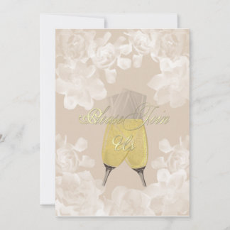 Vintage Gardenia Sand Engagement Invitation