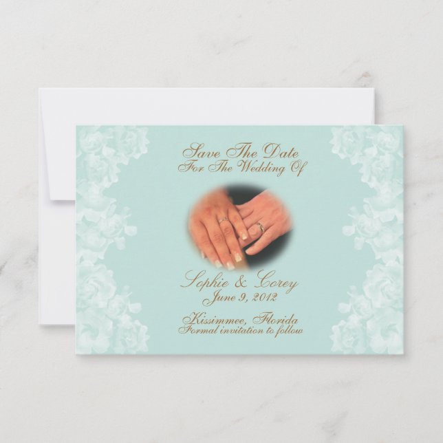 Vintage Gardenia Save The Date Invitation Card (Front)