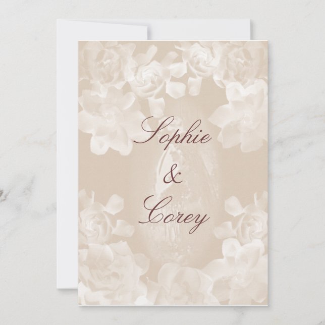 Vintage Gardenia Wedding Invitation (Front)
