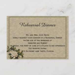 Vintage Gardenia Wedding Rehearsal Invitation