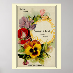 Vintage Gardening Flower Seeds Catalog Poster