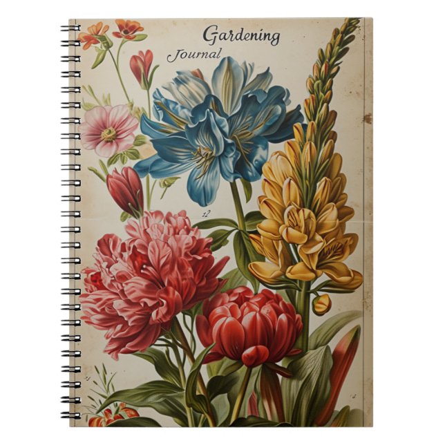 Vintage Gardening Flowers Notebook (Front)