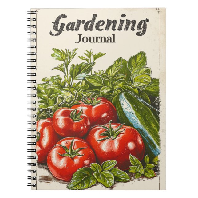 Vintage Gardening Tomato Cucumber Salad Notebook (Front)