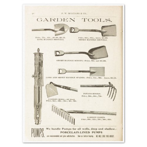 Vintage Gardening Tools Catalog Decoupage Tissue Paper