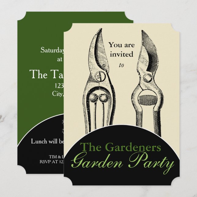 VINTAGE Gardening Tools Garden Party Invitation (Front/Back)