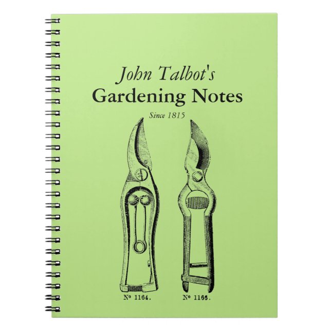 VINTAGE Gardening Tools Pruners Garden Notes Notebook (Front)