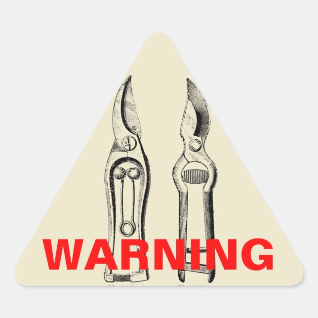 VINTAGE Gardening Tools Pruners Warning Sticker (Front)