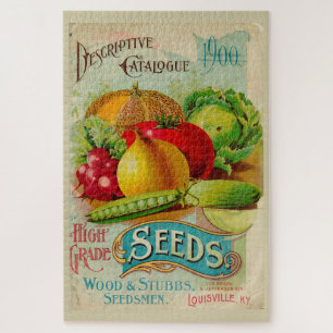 Vintage Gardening Vegetable Seeds Catalog Colorful Jigsaw Puzzle