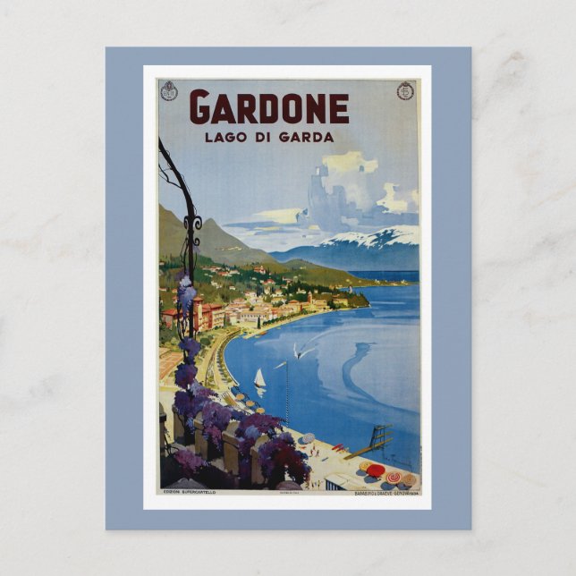 Vintage Gardone Lake Garda Italian travel Postcard (Front)