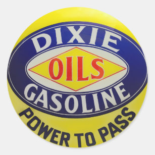 Vintage Gas Pump Dixie Oils Gasoline Hot Rod Era Classic Round Sticker
