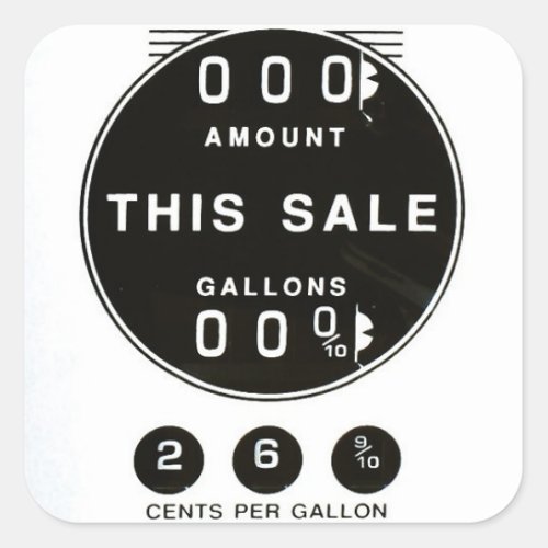 Vintage Gas Pump Face 3 Square Sticker